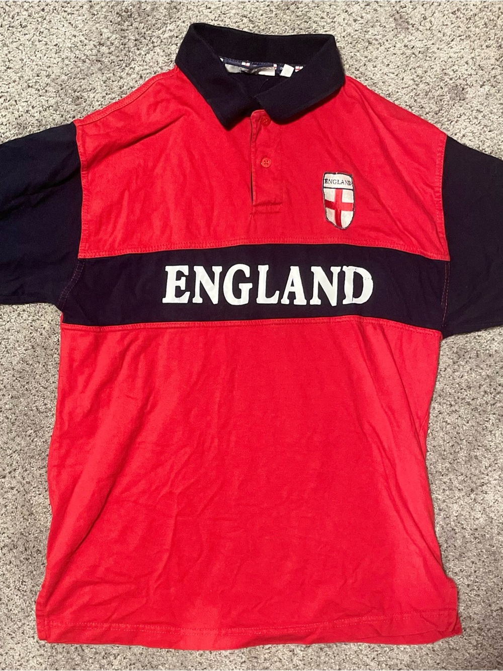 Vintage England Rugby Polo Red Navy Y2K